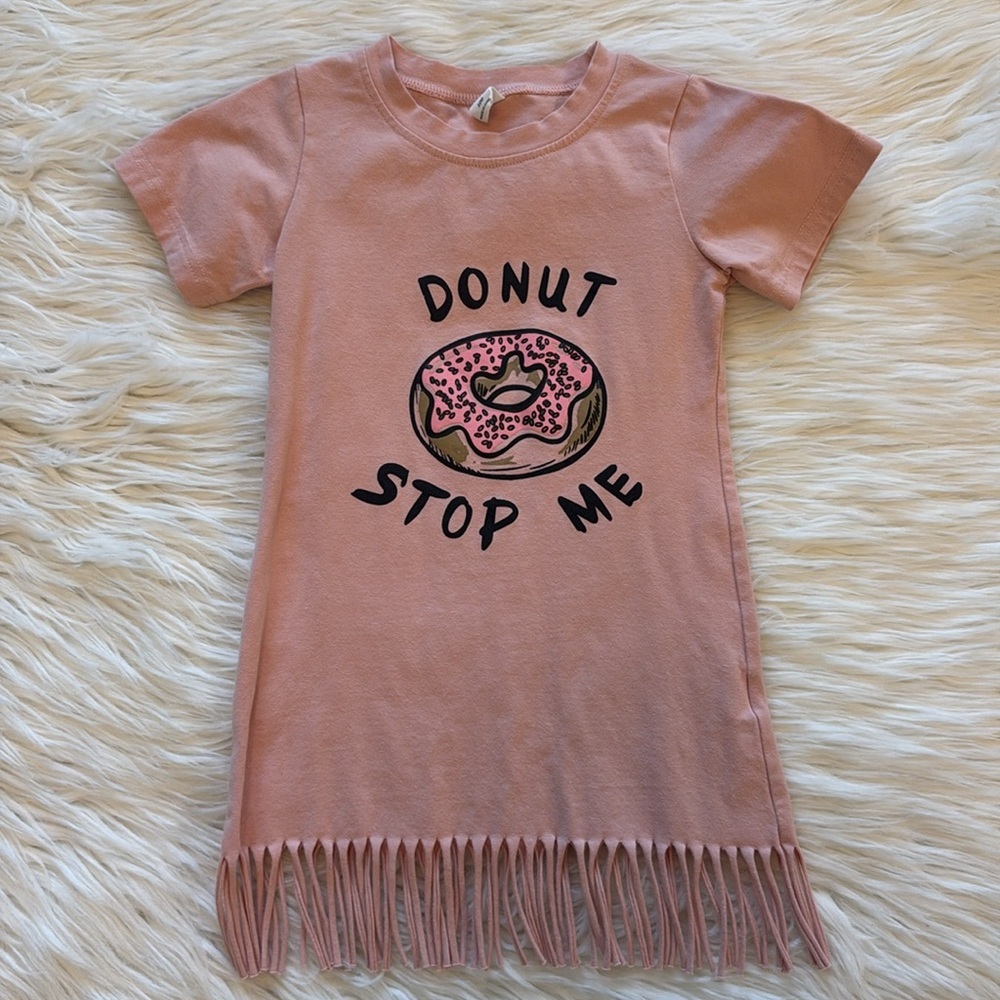 Toddler girls dress fringe hem 3-4T color pink